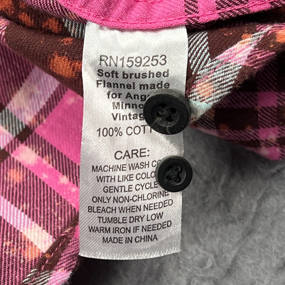 Angry Minnow Flannel Women's XXL Pink Button Front Flared Sleeve Shirt Tea Towel - Picture 7 of 9